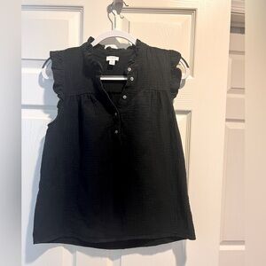 J. Crew Classic Sleeveless Black Top with Ruffles Size Small